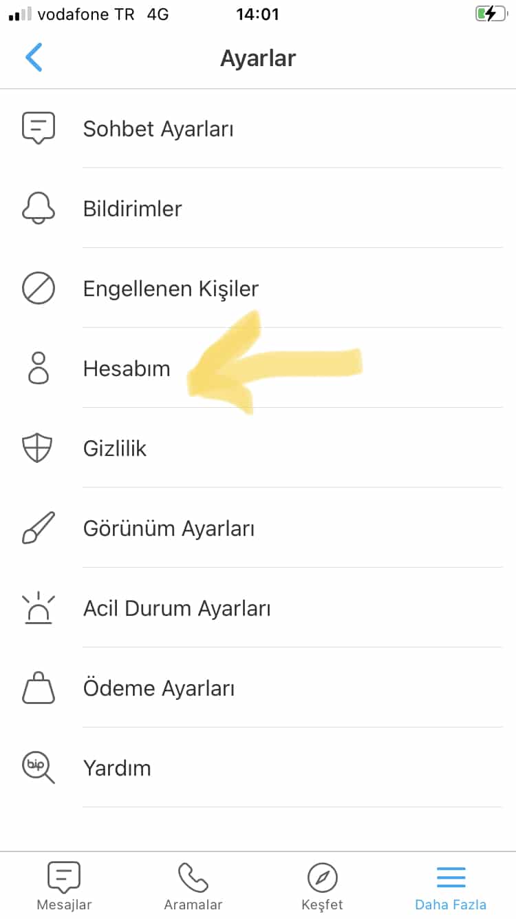 bip hesabı nasıl silinir