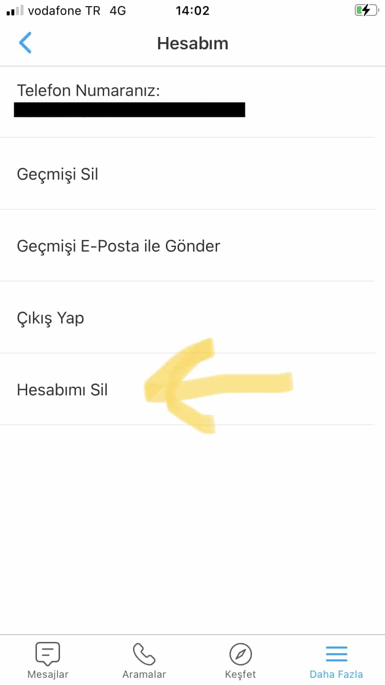 bip hesabı nasıl silinir