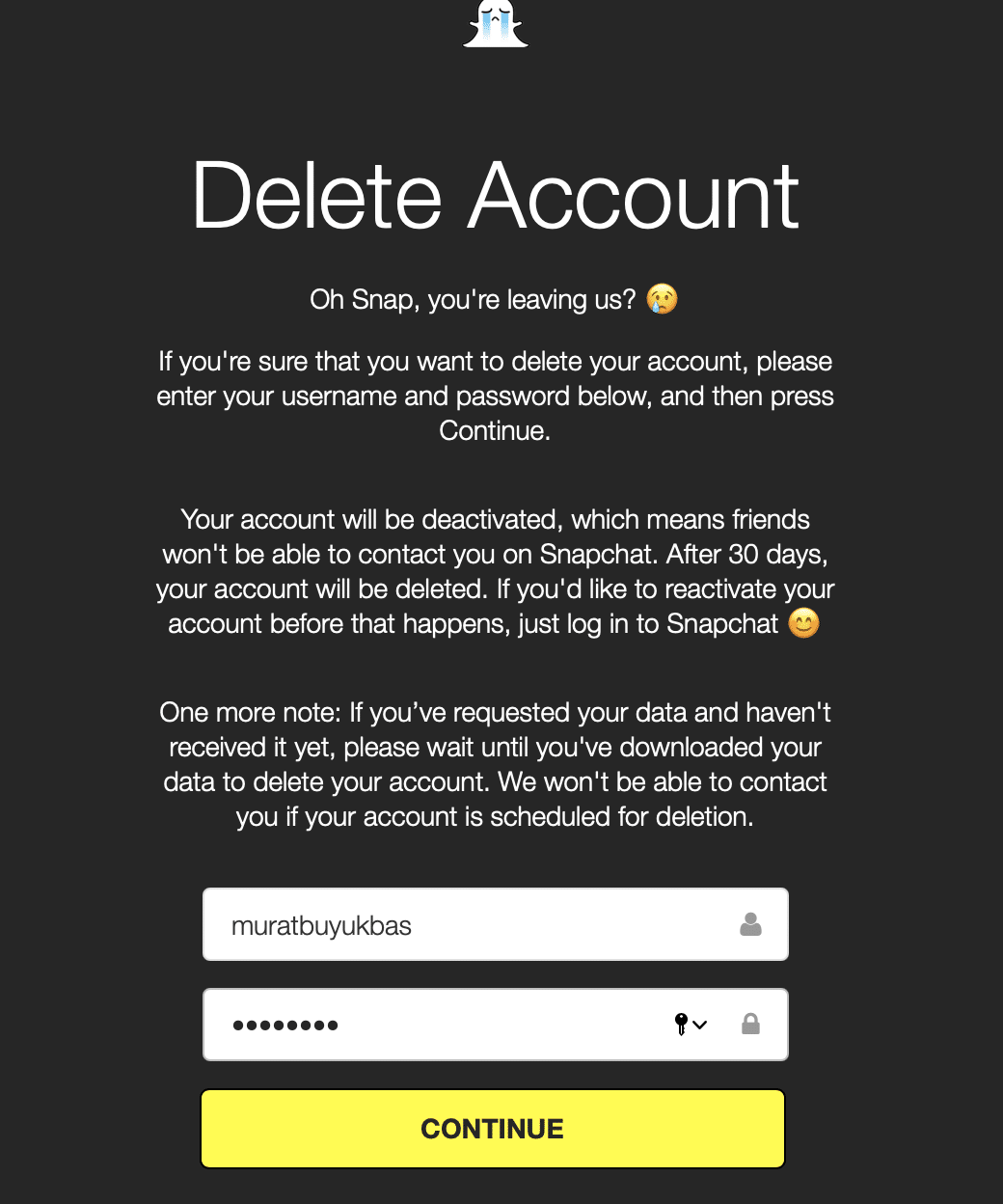 snapchat hesabı nasıl silinir